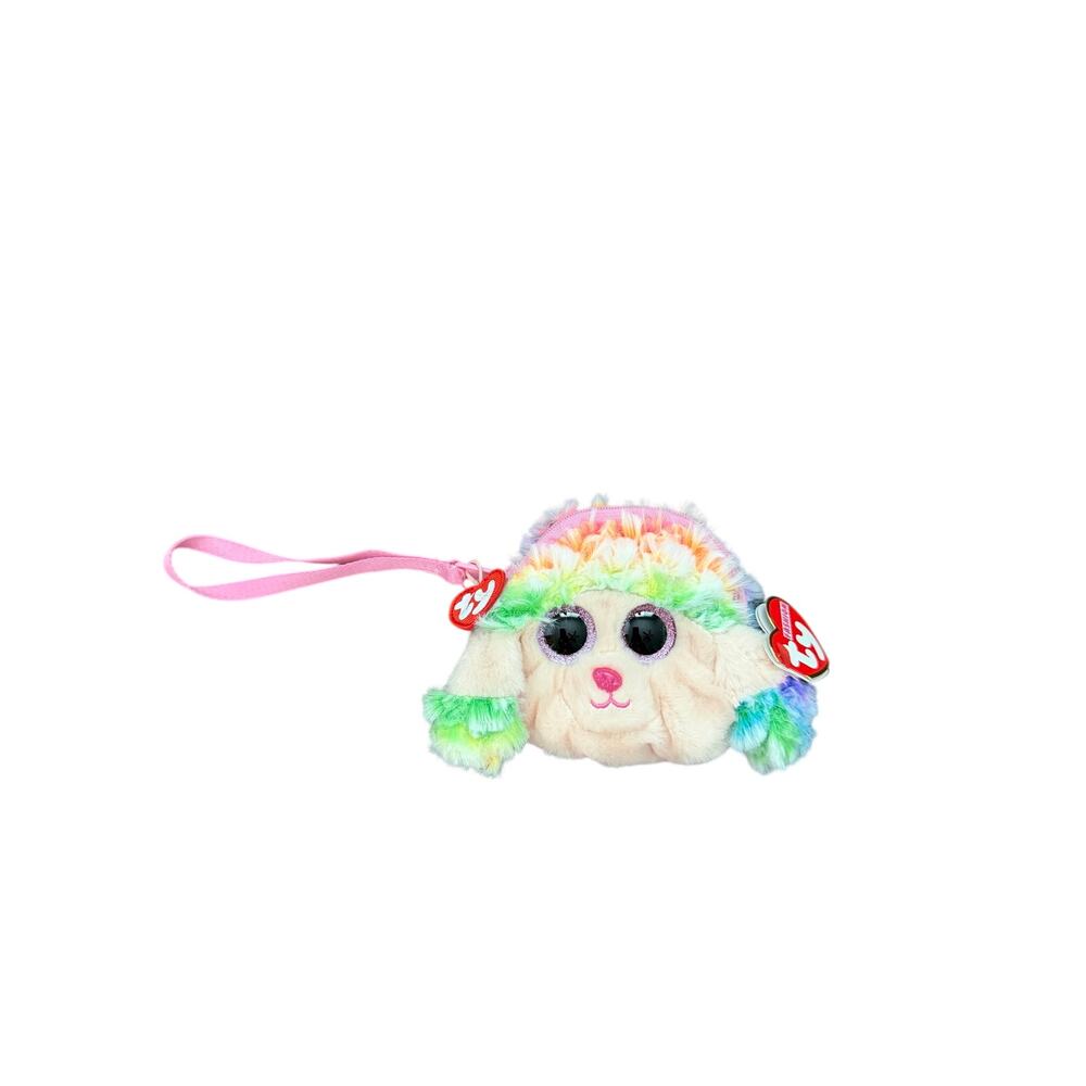 TY Rainbow Plush Coin Purse Zipper Pouch Beanie Boo Style